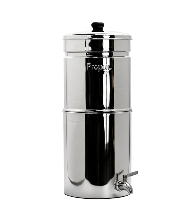 simple water filter, stainless steel, canister, gravity fed, propur nomad
